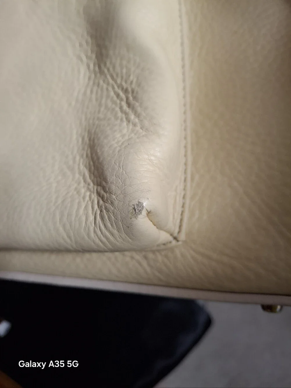 Lancel Cream pebbled leather tote bag Vintage Luxury